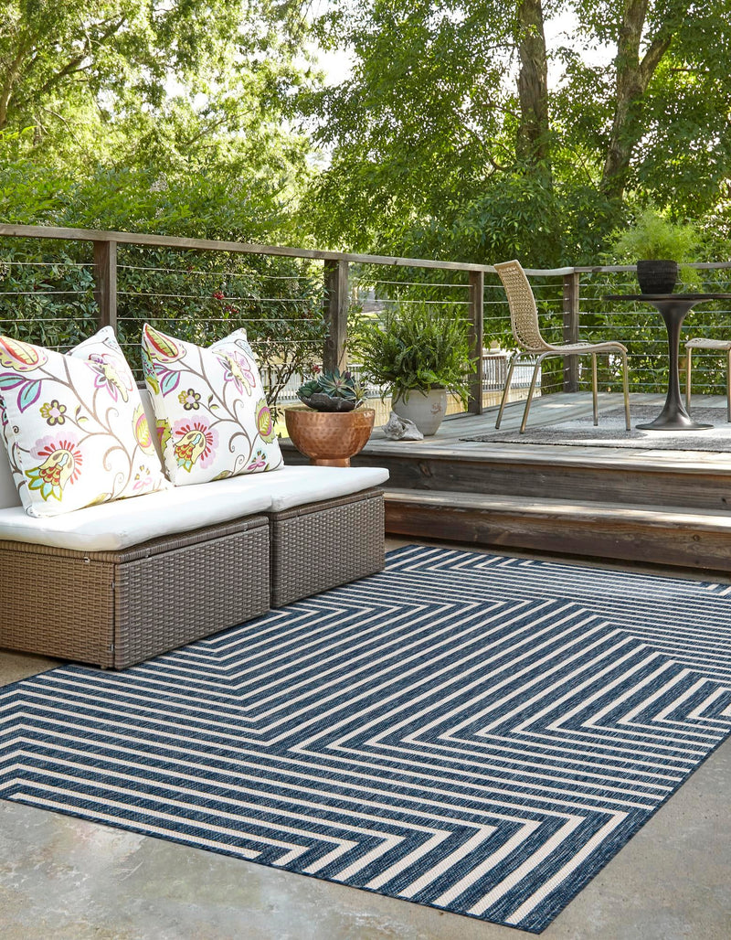 Urban Terrace Collection Area Rug - Astoria (Blue) Rectangle Blue lifestyle 9