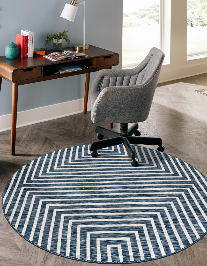 Urban Terrace Collection Area Rug - Astoria (Blue) Round Blue lifestyle 2