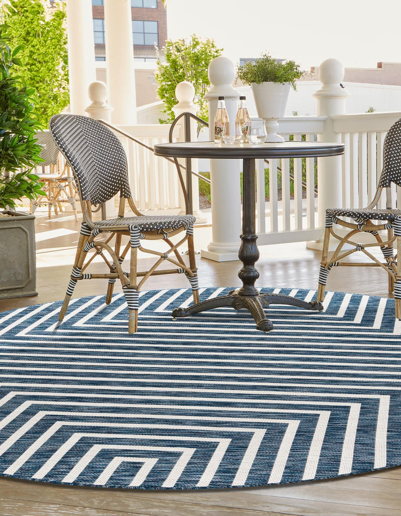 Urban Terrace Collection Area Rug - Astoria (Blue) Round Blue lifestyle 3