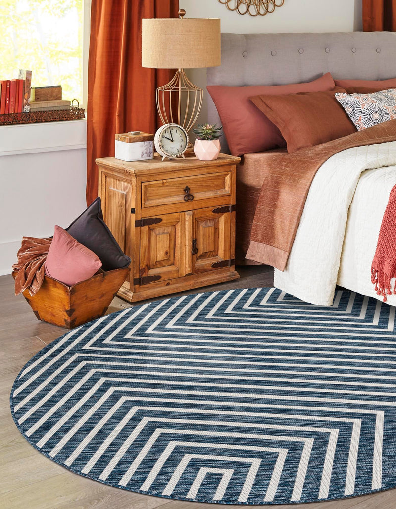 Urban Terrace Collection Area Rug - Astoria (Blue) Round Blue lifestyle 4