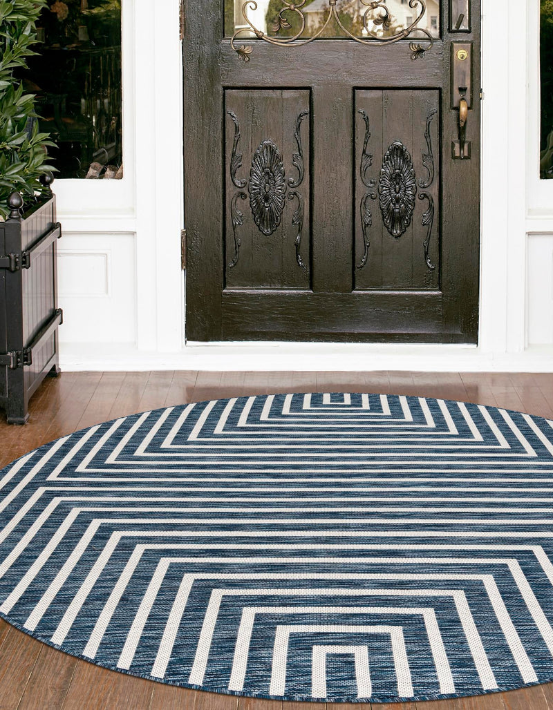 Urban Terrace Collection Area Rug - Astoria (Blue) Round Blue lifestyle 5
