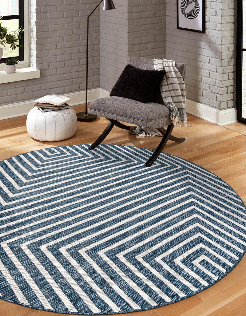 Urban Terrace Collection Area Rug - Astoria (Blue) Round Blue lifestyle 6