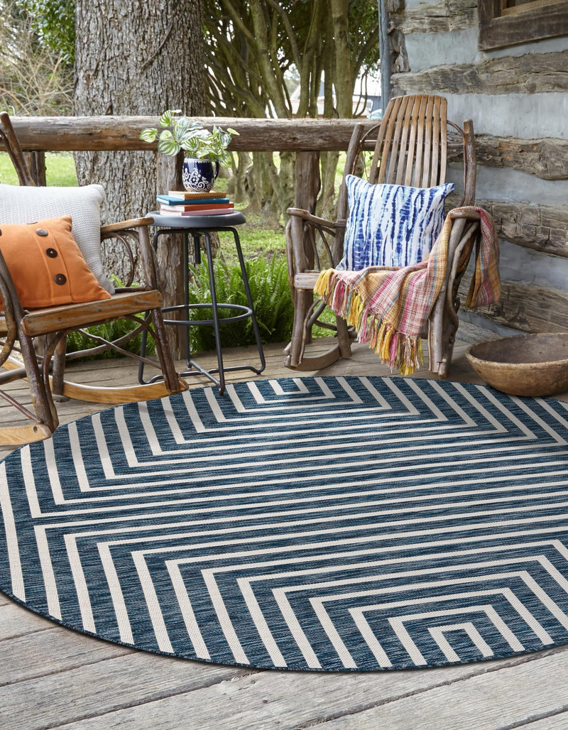 Urban Terrace Collection Area Rug - Astoria (Blue) Round Blue lifestyle 7