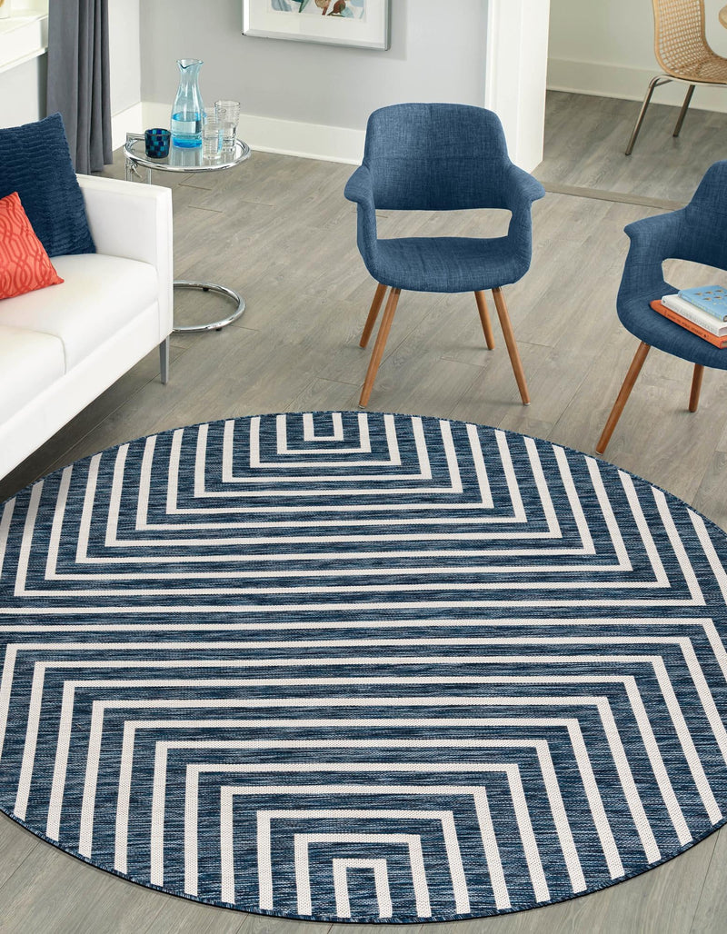 Urban Terrace Collection Area Rug - Astoria (Blue) Round Blue lifestyle 8