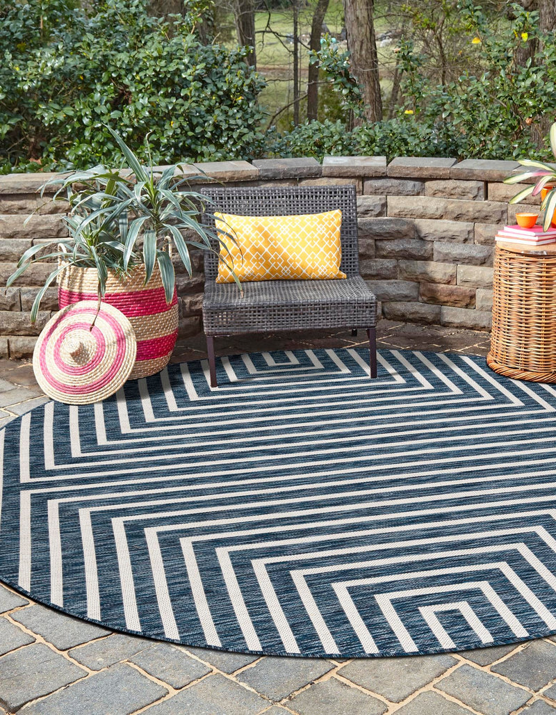 Urban Terrace Collection Area Rug - Astoria (Blue) Round Blue lifestyle 9