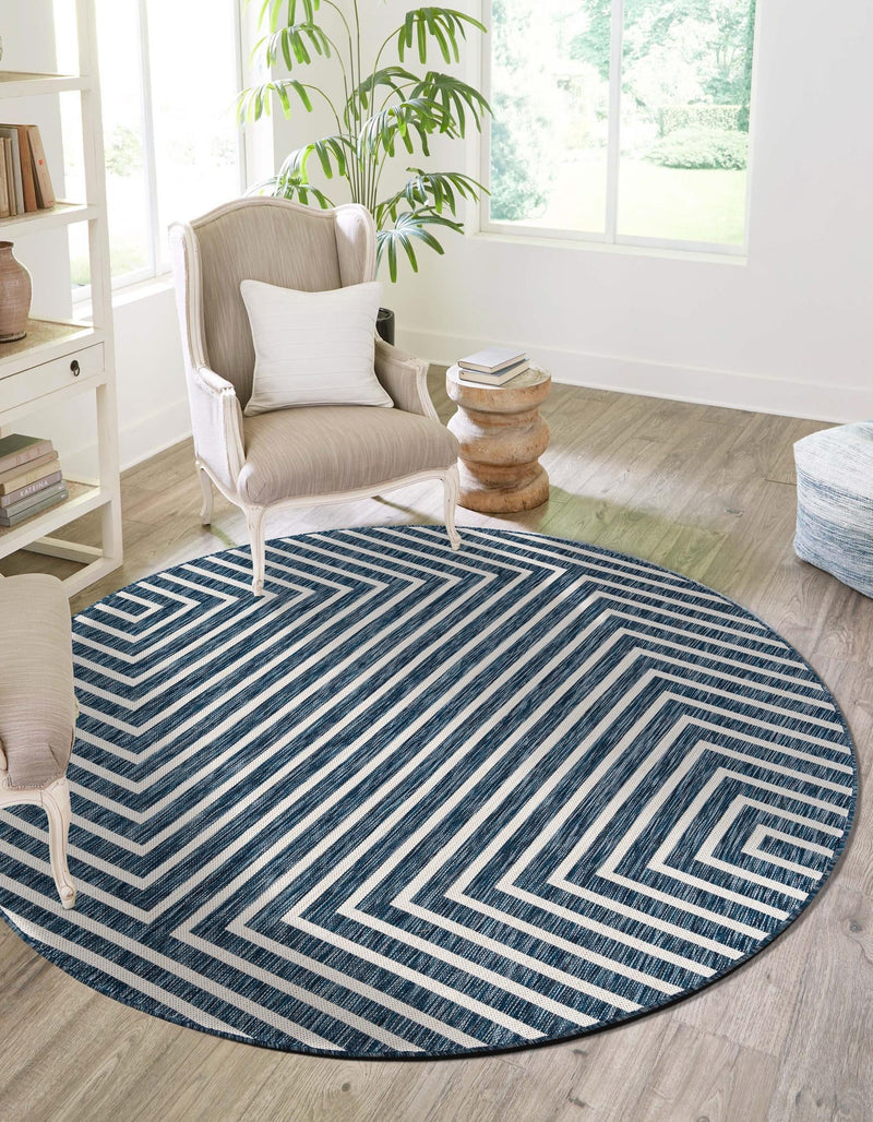 Urban Terrace Collection Area Rug - Astoria (Blue) Round Blue lifestyle 10