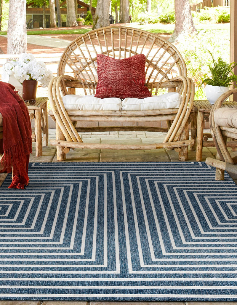 Urban Terrace Collection Area Rug - Astoria (Blue) Square Blue lifestyle 7