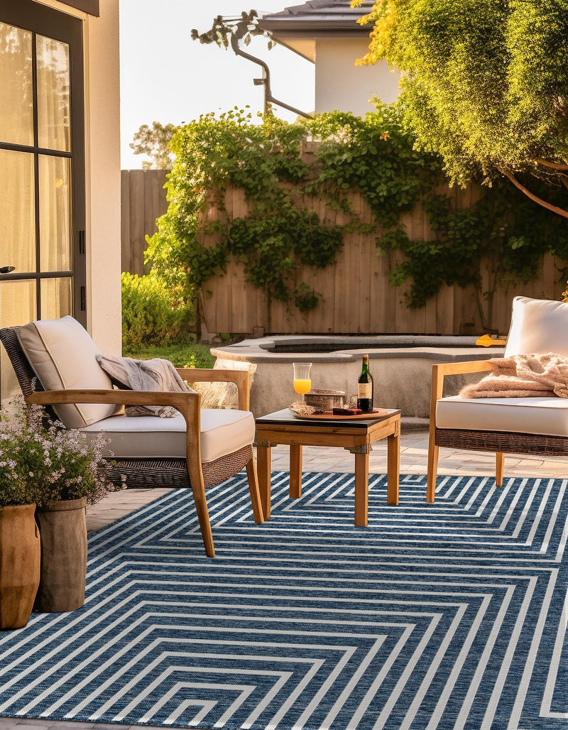 Urban Terrace Collection Area Rug - Astoria (Blue) Square Blue lifestyle 9