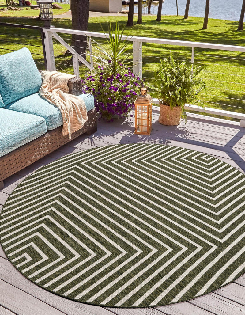 Urban Terrace Collection Area Rug - Astoria (Green) Round Green lifestyle 0