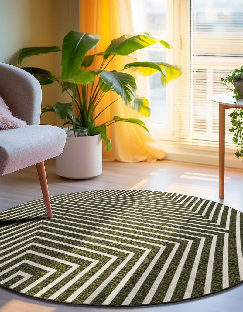 Urban Terrace Collection Area Rug - Astoria (Green) Round Green lifestyle 2