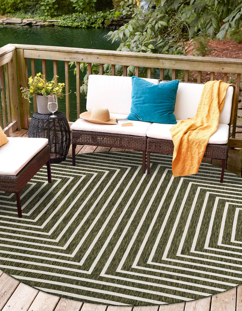 Urban Terrace Collection Area Rug - Astoria (Green) Round Green lifestyle 3