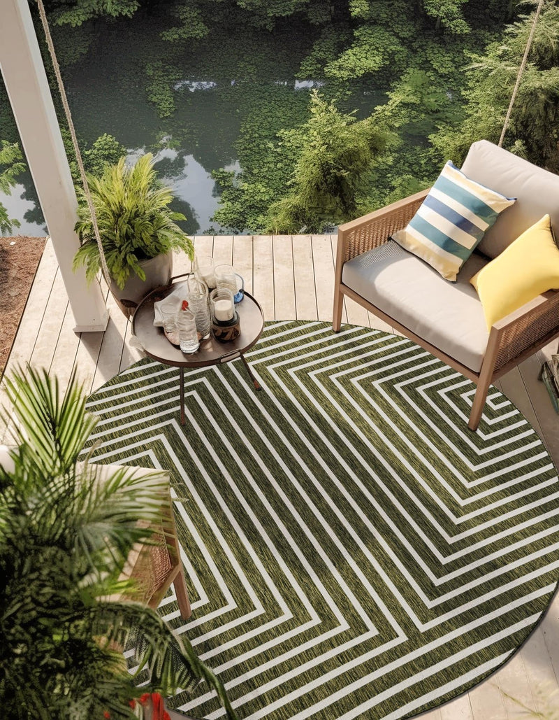 Urban Terrace Collection Area Rug - Astoria (Green) Round Green lifestyle 5