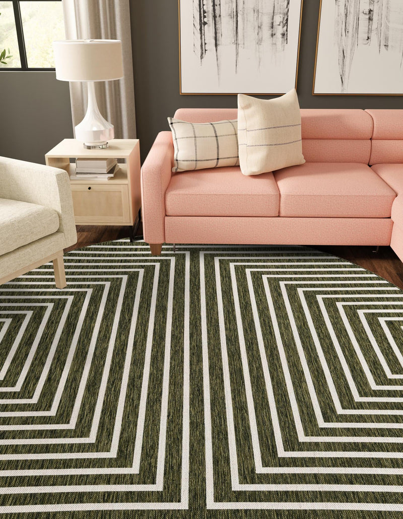Urban Terrace Collection Area Rug - Astoria (Green) Round Green lifestyle 6