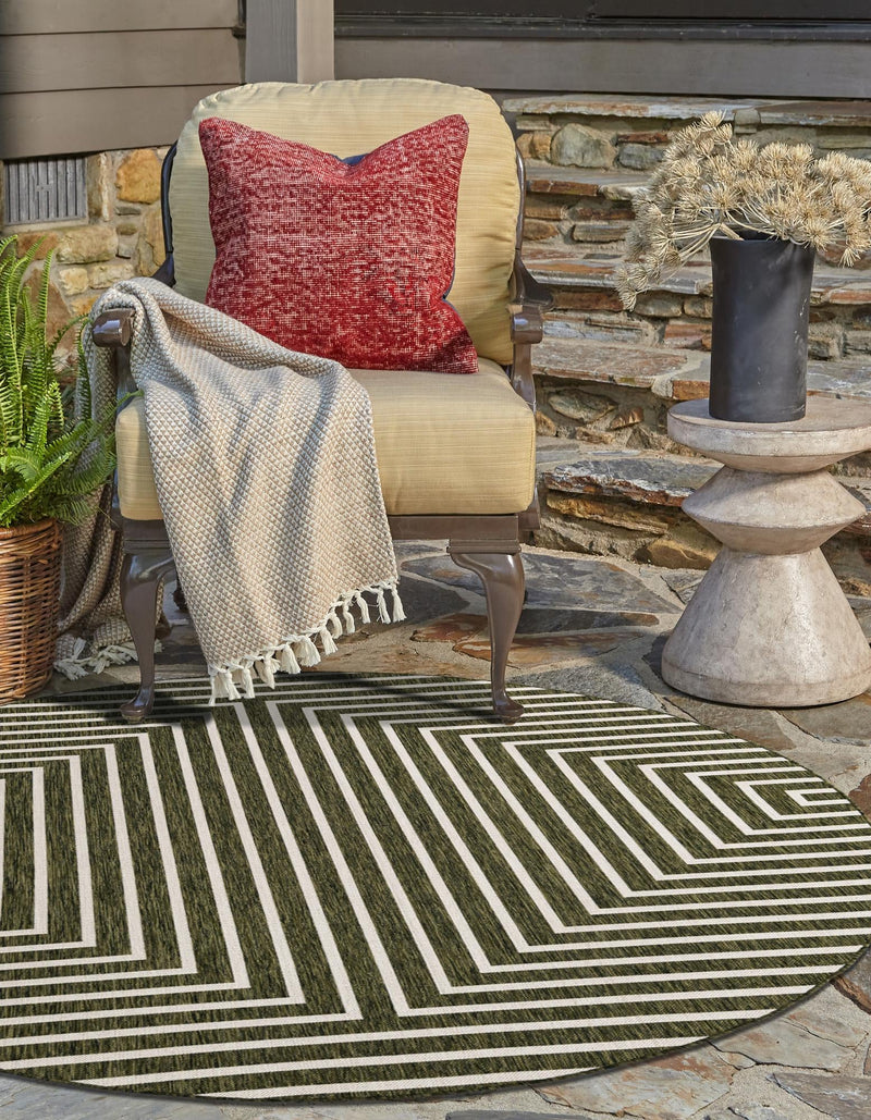 Urban Terrace Collection Area Rug - Astoria (Green) Round Green lifestyle 9