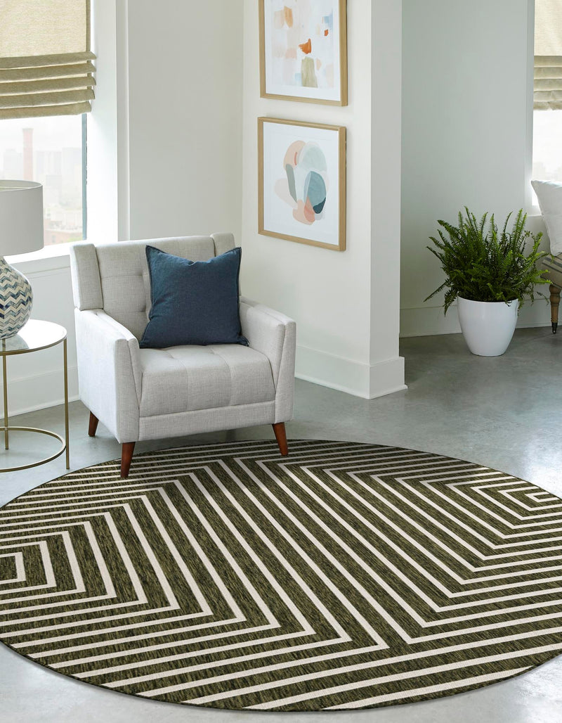 Urban Terrace Collection Area Rug - Astoria (Green) Round Green lifestyle 10