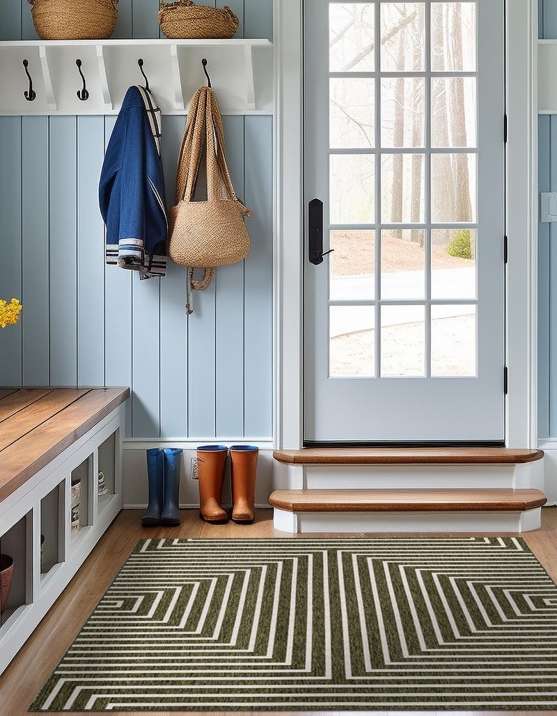 Urban Terrace Collection Area Rug - Astoria (Green) Square Green lifestyle 2