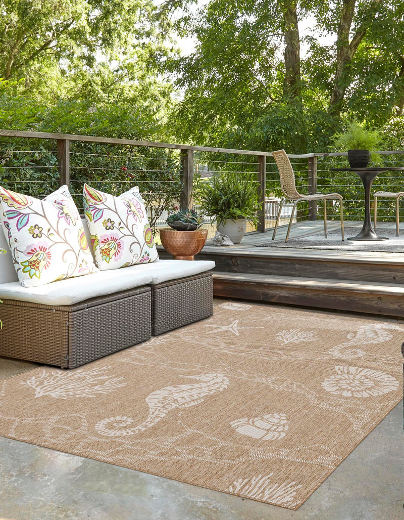 Seaside Haven Rugs Collection Area Rug - Wavecrest Rectangle Taupe lifestyle 2