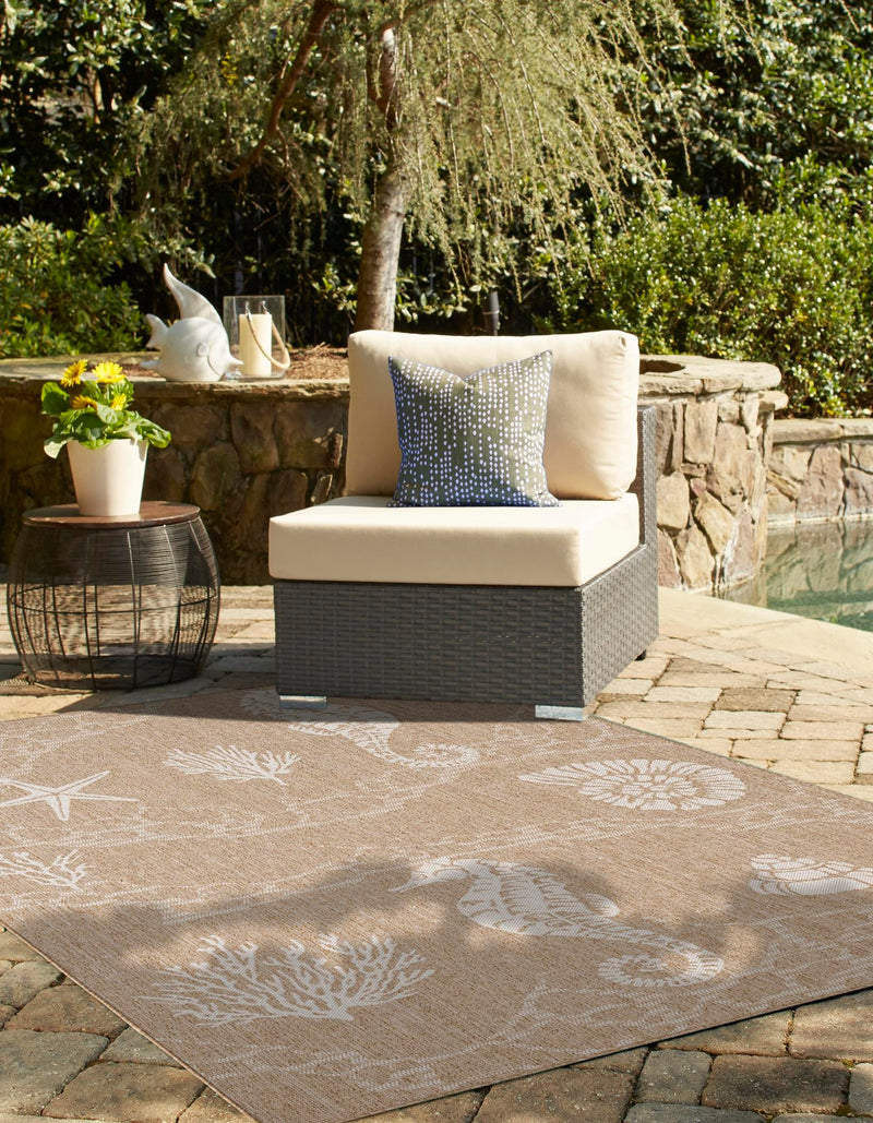Seaside Haven Rugs Collection Area Rug - Wavecrest Rectangle Taupe lifestyle 4