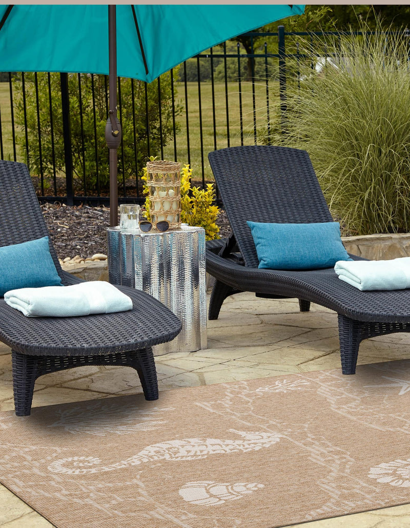 Seaside Haven Rugs Collection Area Rug - Wavecrest Rectangle Taupe lifestyle 5