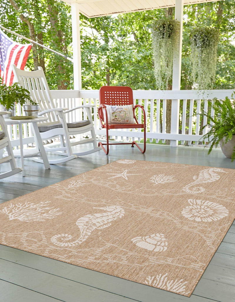 Seaside Haven Rugs Collection Area Rug - Wavecrest Rectangle Taupe lifestyle 6