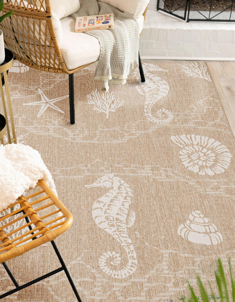Seaside Haven Rugs Collection Area Rug - Wavecrest Rectangle Taupe lifestyle 8