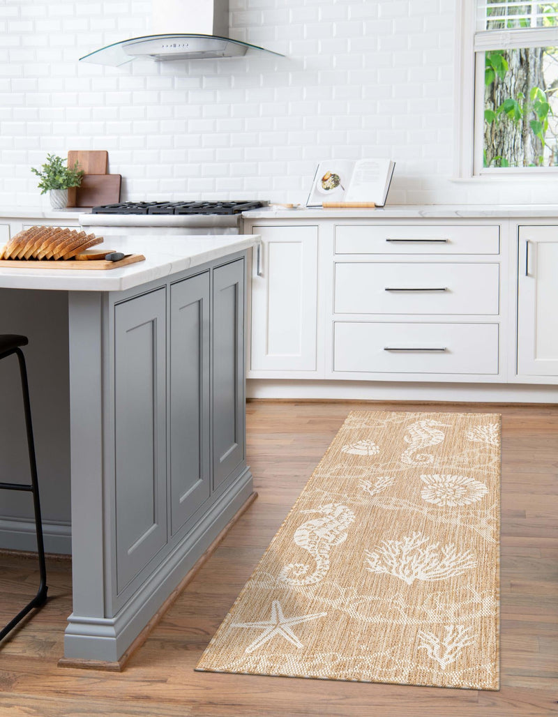 Seaside Haven Rugs Collection Area Rug - Wavecrest Runner Taupe lifestyle 86