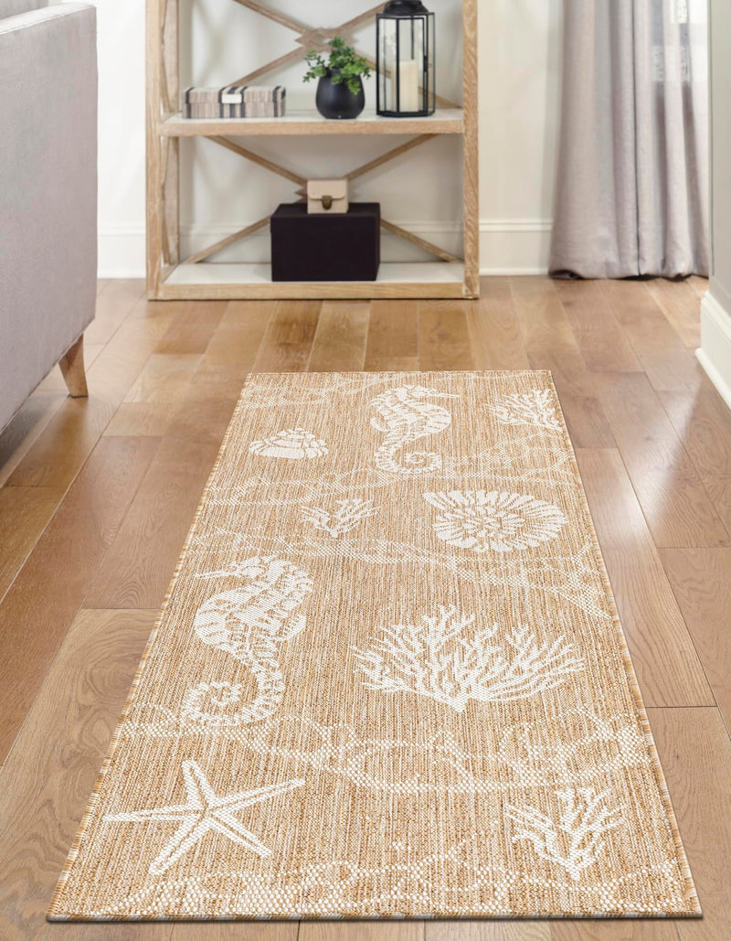 Seaside Haven Rugs Collection Area Rug - Wavecrest Runner Taupe lifestyle 158