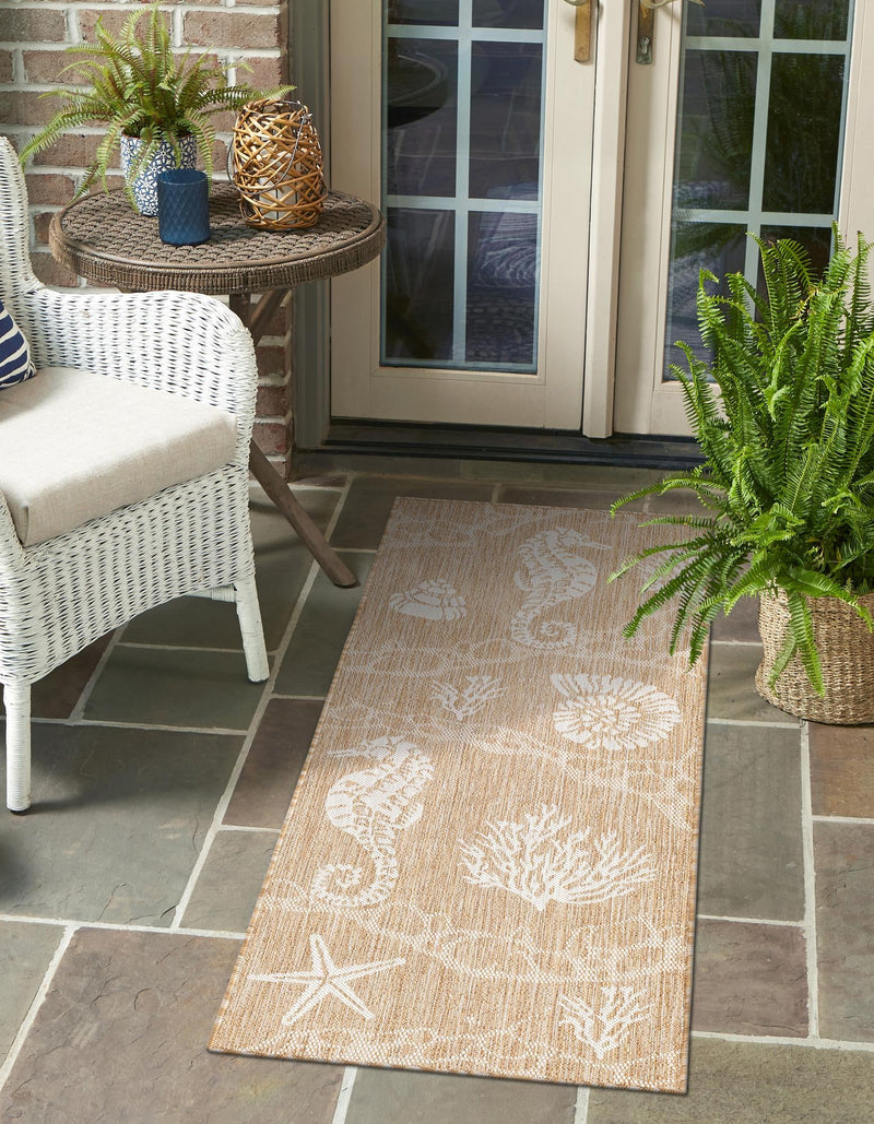 Seaside Haven Rugs Collection Area Rug - Wavecrest Runner Taupe lifestyle 170