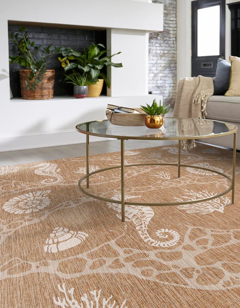 Seaside Haven Rugs Collection Area Rug - Wavecrest Square Taupe lifestyle 4