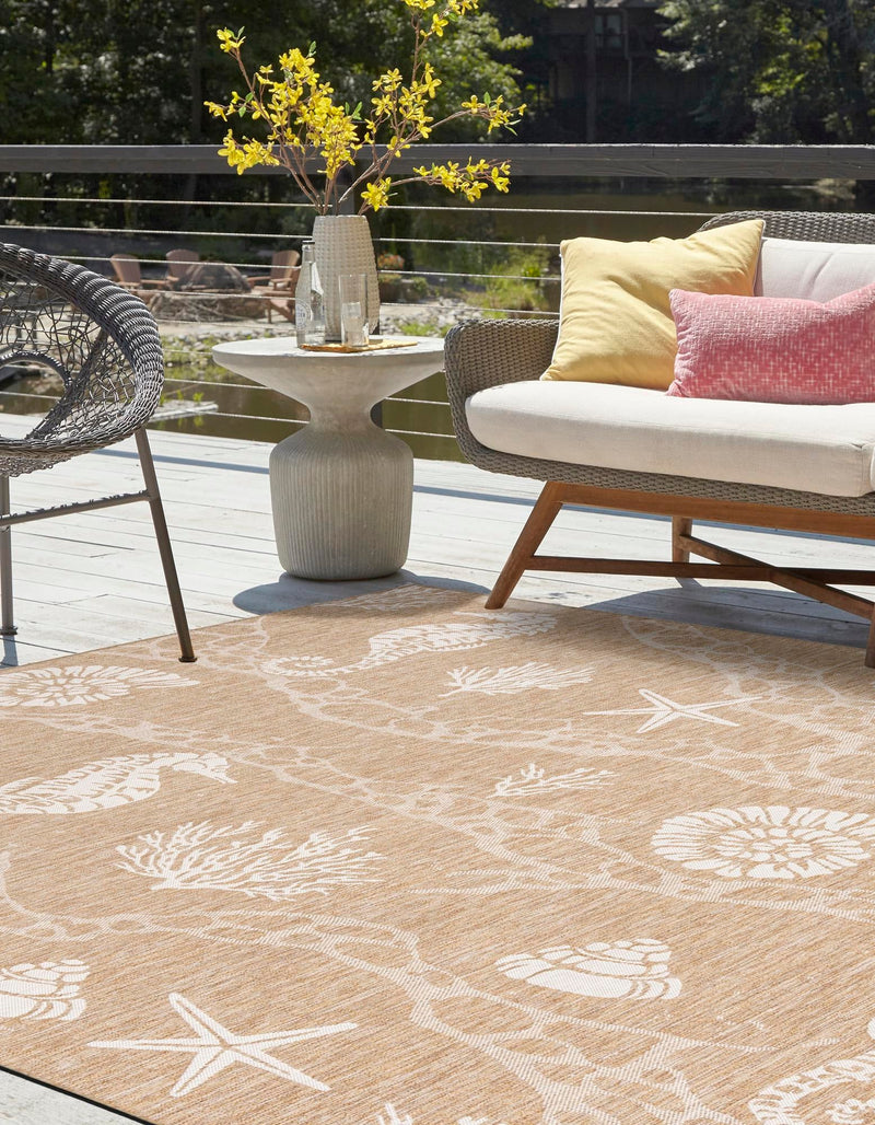 Seaside Haven Rugs Collection Area Rug - Wavecrest Square Taupe lifestyle 9