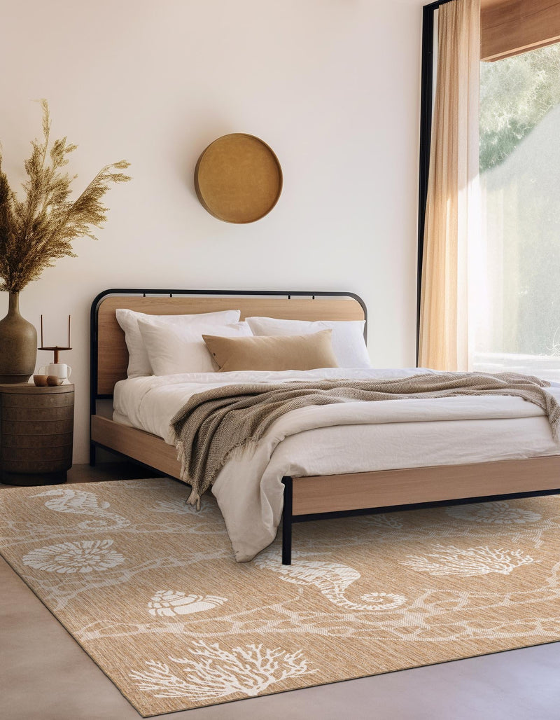Seaside Haven Rugs Collection Area Rug - Wavecrest Square Taupe lifestyle 10