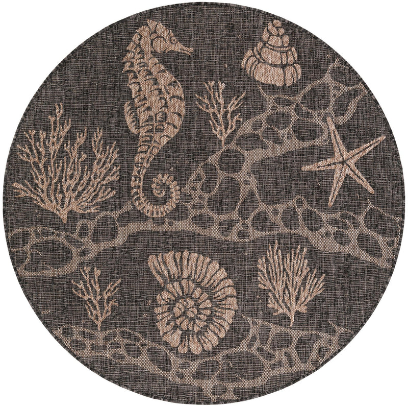Seaside Haven Rugs Collection Area Rug - Wavecrest Round Black Main
