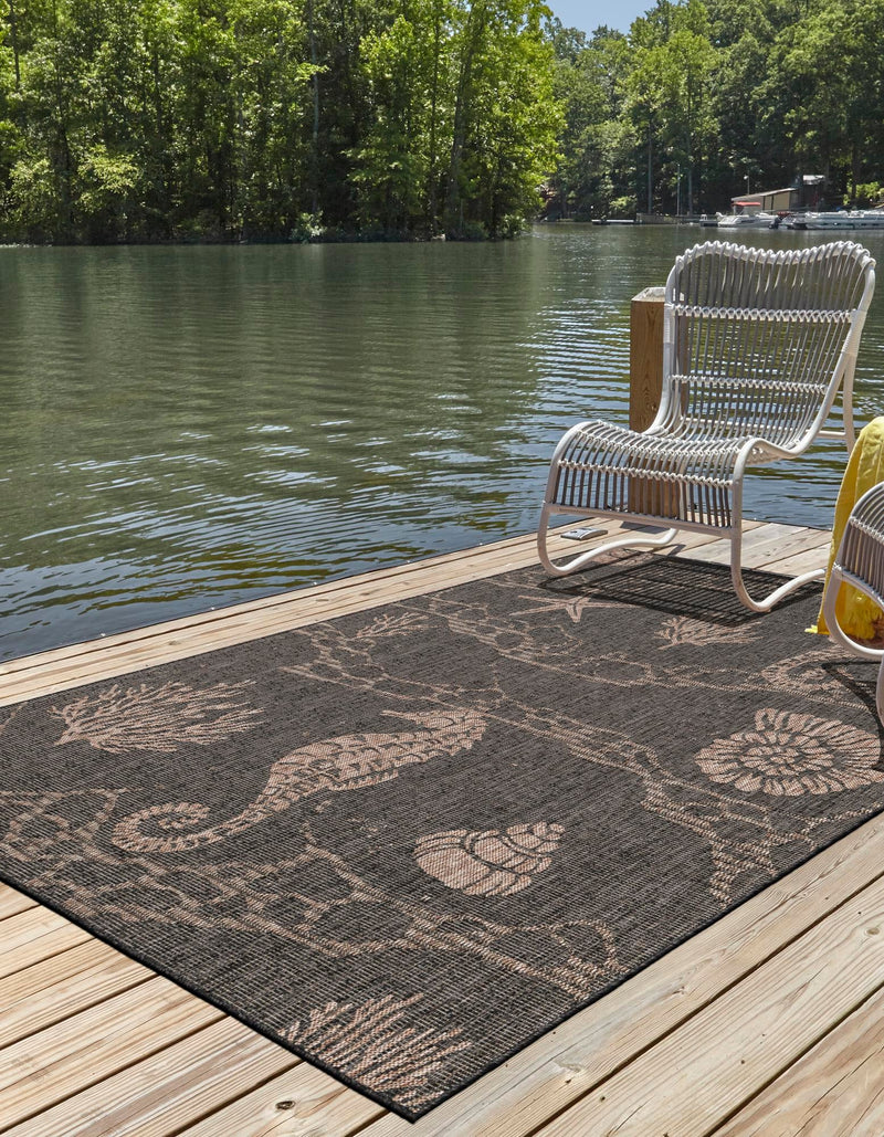 Seaside Haven Rugs Collection Area Rug - Wavecrest Rectangle Black lifestyle 0