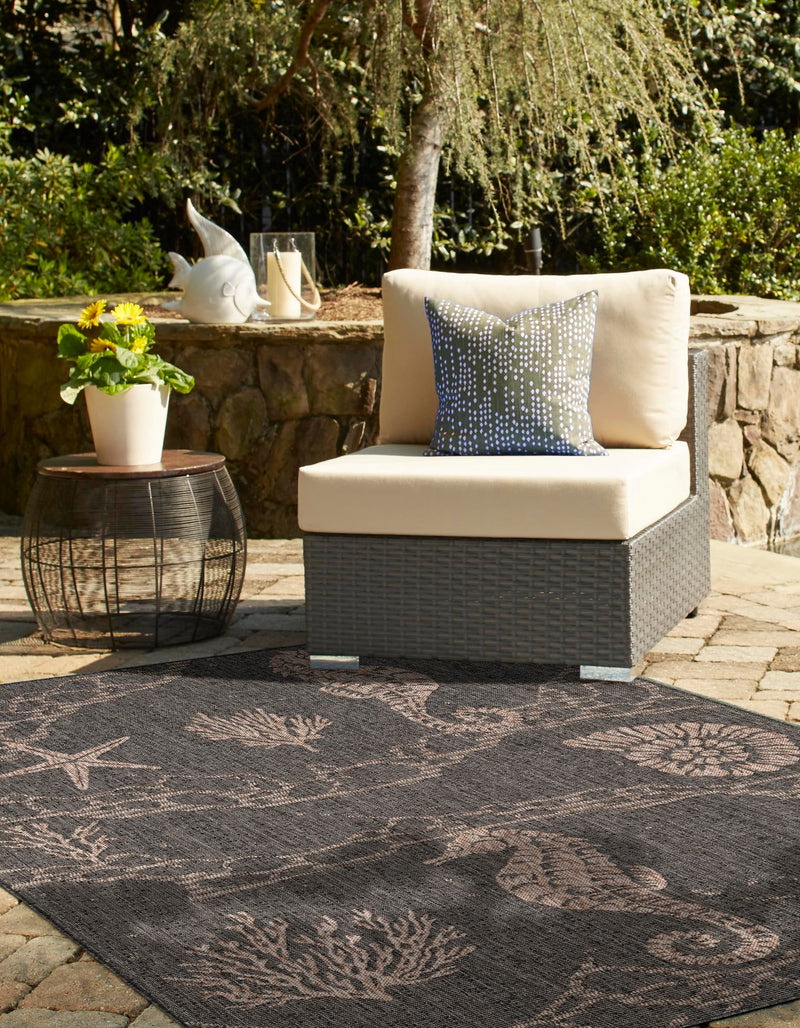 Seaside Haven Rugs Collection Area Rug - Wavecrest Rectangle Black lifestyle 2