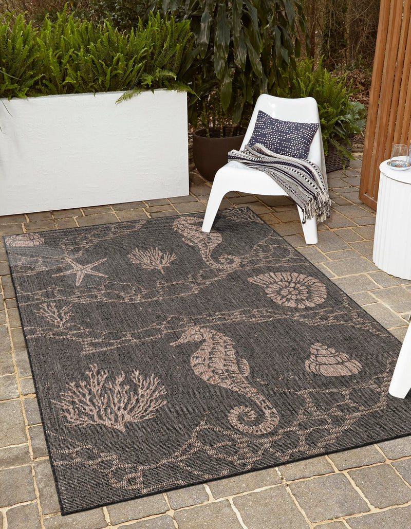 Seaside Haven Rugs Collection Area Rug - Wavecrest Rectangle Black lifestyle 5