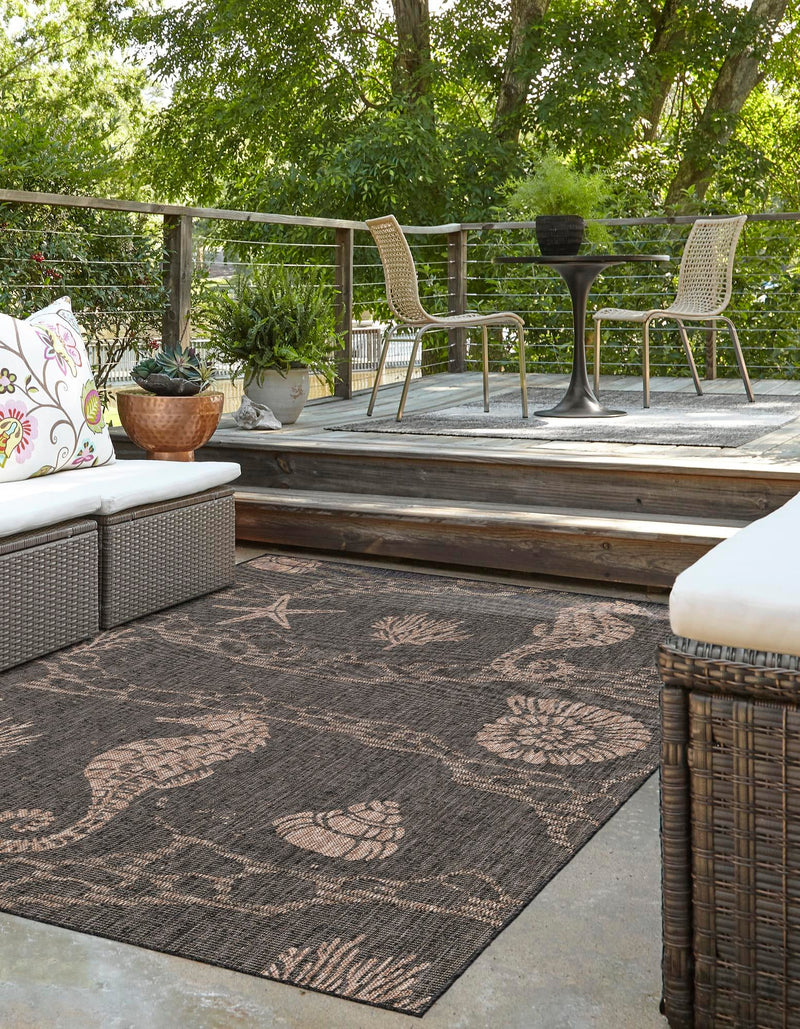 Seaside Haven Rugs Collection Area Rug - Wavecrest Rectangle Black lifestyle 7