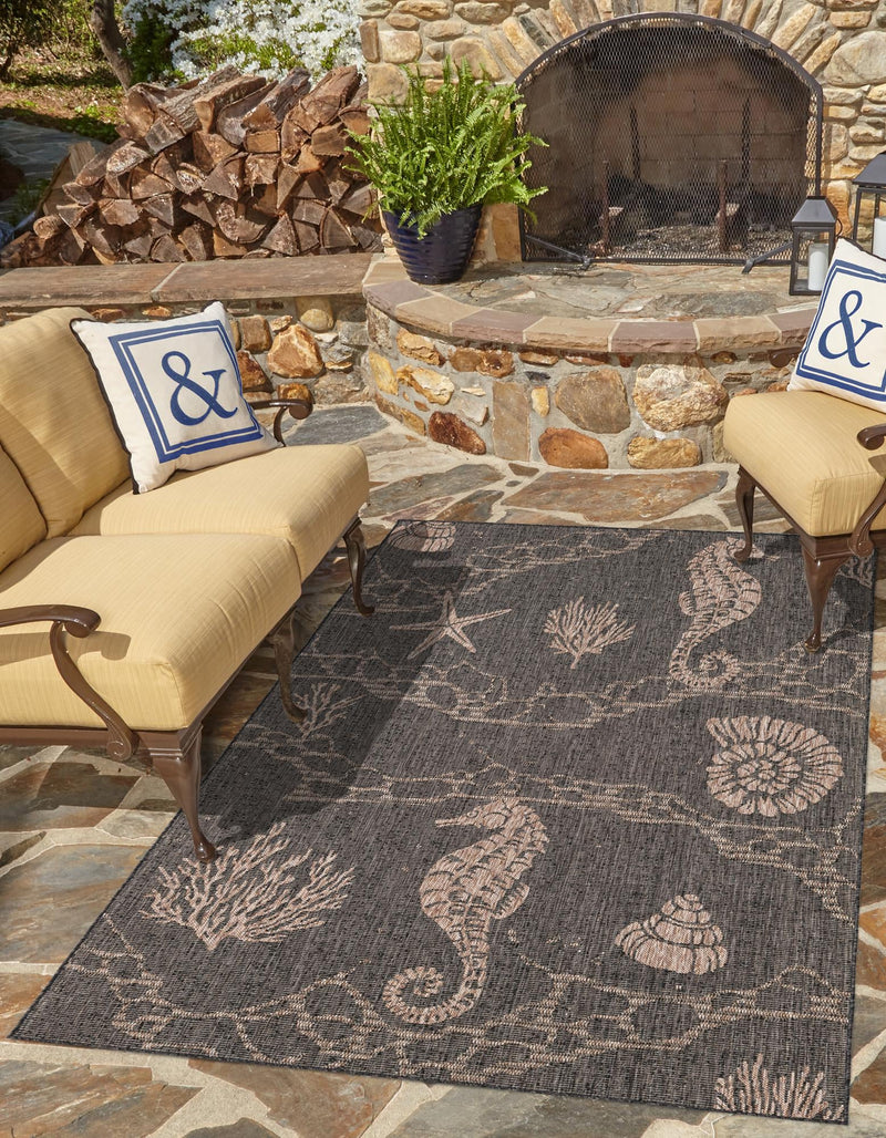 Seaside Haven Rugs Collection Area Rug - Wavecrest Rectangle Black lifestyle 8
