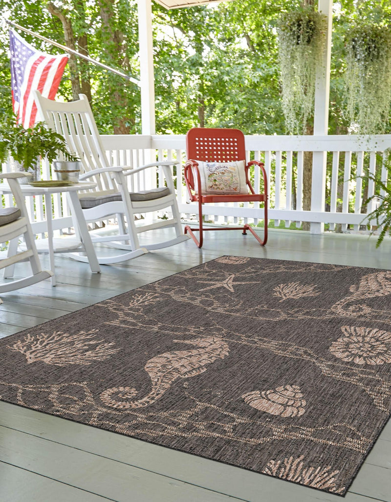 Seaside Haven Rugs Collection Area Rug - Wavecrest Rectangle Black lifestyle 9