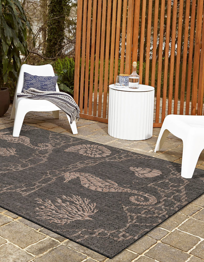 Seaside Haven Rugs Collection Area Rug - Wavecrest Rectangle Black lifestyle 10
