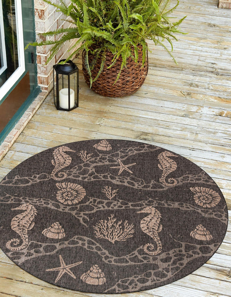 Seaside Haven Rugs Collection Area Rug - Wavecrest Round Black lifestyle 7