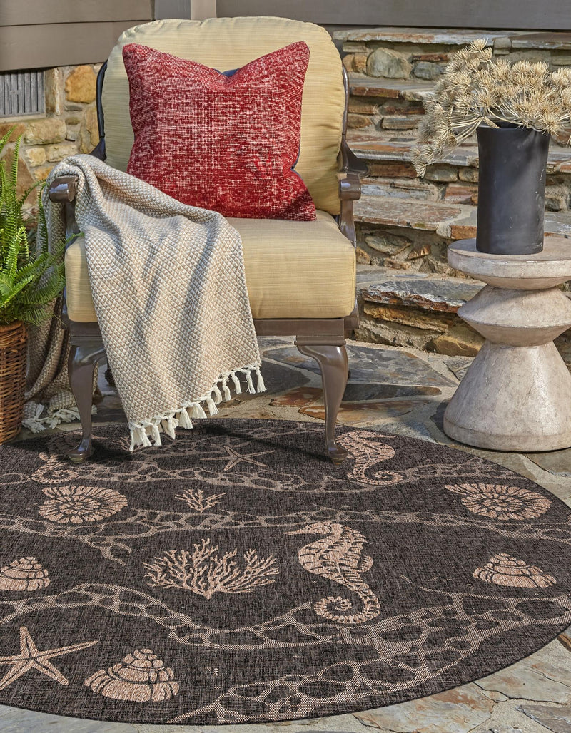 Seaside Haven Rugs Collection Area Rug - Wavecrest Round Black lifestyle 9