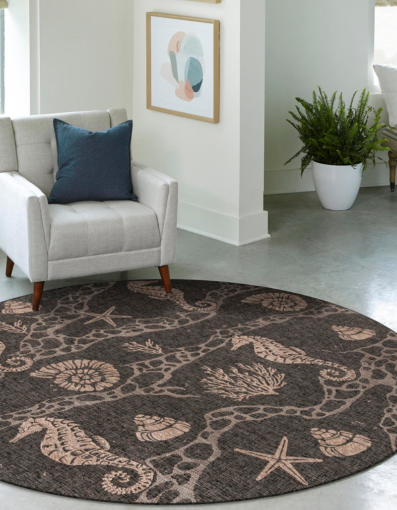 Seaside Haven Rugs Collection Area Rug - Wavecrest Round Black lifestyle 10