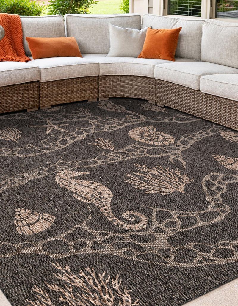 Seaside Haven Rugs Collection Area Rug - Wavecrest Square Black lifestyle 96