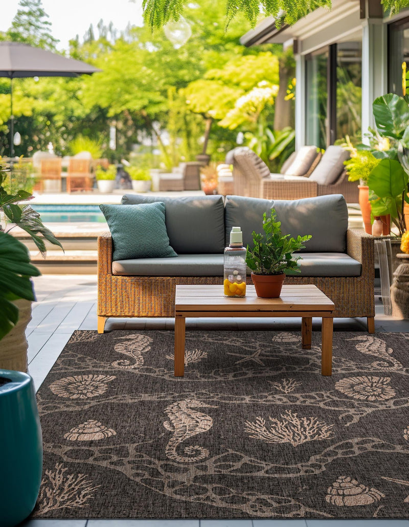 Seaside Haven Rugs Collection Area Rug - Wavecrest Square Black lifestyle 144