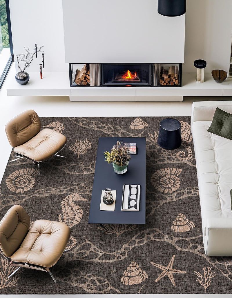 Seaside Haven Rugs Collection Area Rug - Wavecrest Square Black lifestyle 156