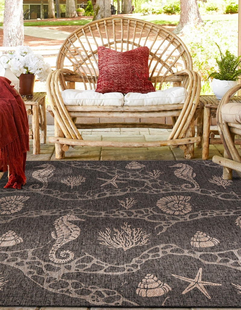 Seaside Haven Rugs Collection Area Rug - Wavecrest Square Black lifestyle 168
