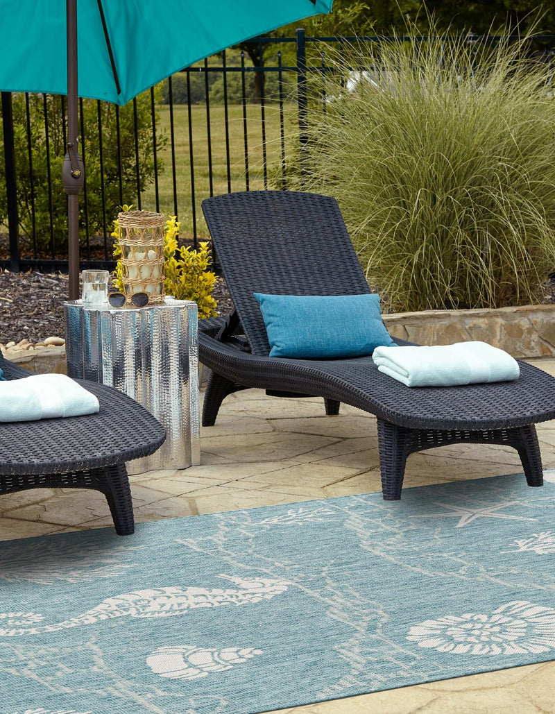 Seaside Haven Rugs Collection Area Rug - Wavecrest Rectangle Aqua lifestyle 10