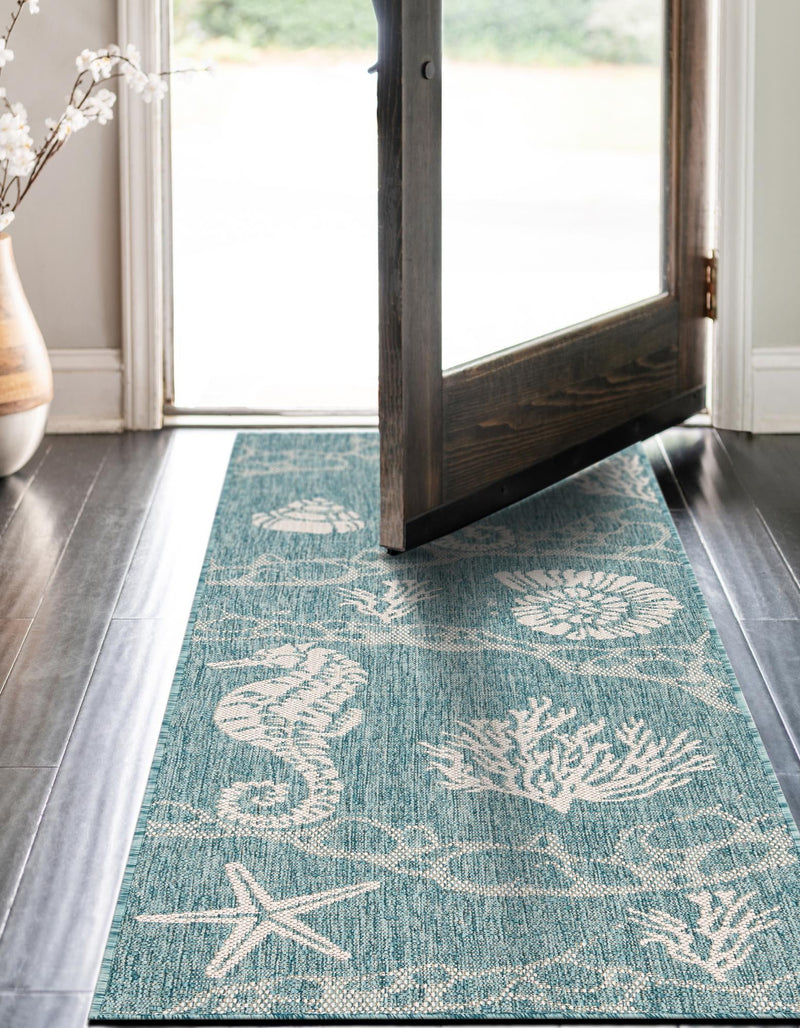 Seaside Haven Rugs Collection Area Rug - Wavecrest Runner Aqua lifestyle 106