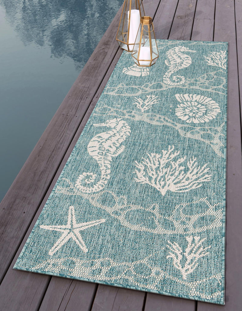 Seaside Haven Rugs Collection Area Rug - Wavecrest Runner Aqua lifestyle 142