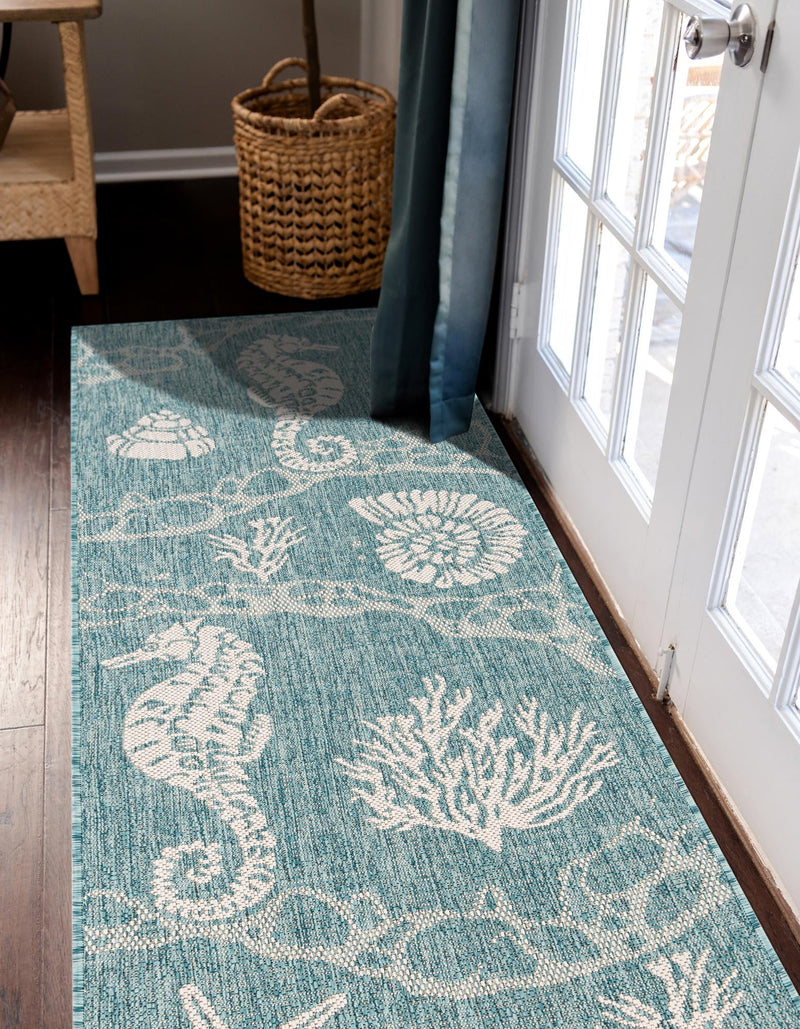 Seaside Haven Rugs Collection Area Rug - Wavecrest Runner Aqua lifestyle 154